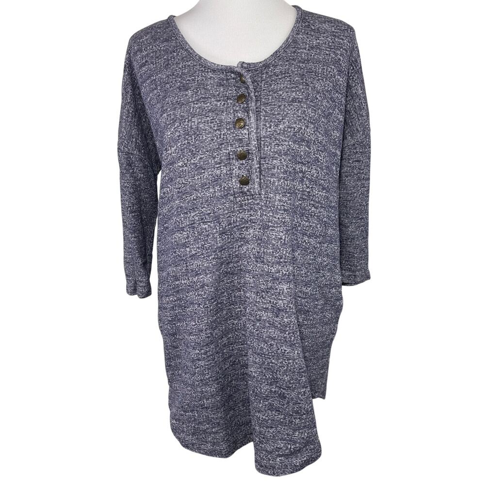 Soft Surroundings Heathered, Coin Buttoned Henley Tunic, Medium